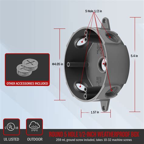 standard round junction box sizes|4.5 inch round electrical box.